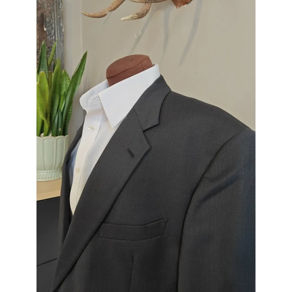 Joseph Abboud Mens Blue Plaid Wool Sports Coat 46L Blazer Made in USA K802